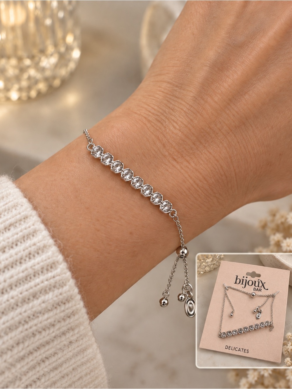 Bijoux Bar Delicates Crystal Bar Bracelet (LR222/2 po)